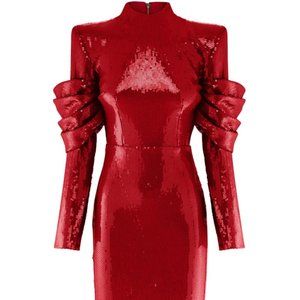 ZCrave Red Sequin Midi Dress